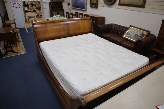 A French Empire style mahogany sleigh bed frame with So to bed Thornton mattress, width 5ft. 6in.